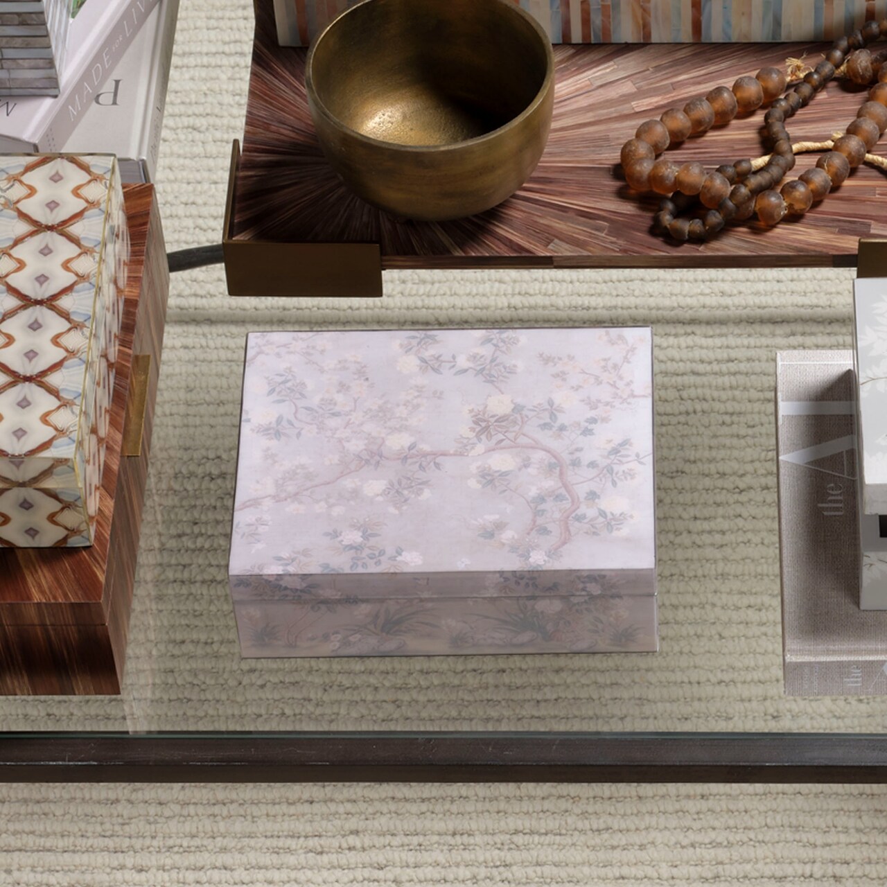 Jamie Young Company Floral Rectangular Storage Box - 10" - Purple